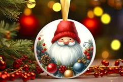 Gnome Winter Scene Round Ornament Sublimation PNG Product Image 3