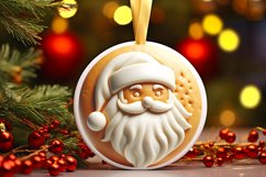 Santa Round Ornament Sublimation PNG Product Image 1