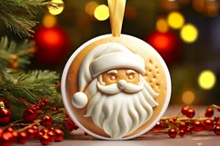 Santa Round Ornament Sublimation PNG Product Image 1