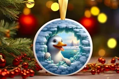 Digital Painting Duck in Melting Ice Wall Round Sticker Product Image 3