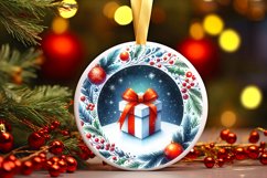 Gift Winter Scene Round Ornament Sublimation PNG Product Image 1