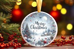 Santa Winter Scene Round Ornament Sublimation PNG Product Image 3