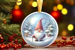 Gnome Winter Scene Round Ornament Sublimation PNG Product Image 3