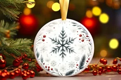 pastell snow flake Round Ornament Sublimation PNG Product Image 2