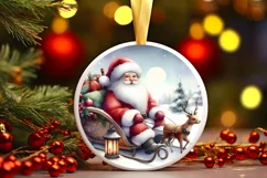 Santa Round Ornament Sublimation PNG Product Image 3