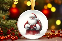 Santa Round Ornament Sublimation PNG Product Image 2