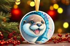 Melting Ice Otter Round Ornament Sublimation PNG Product Image 2