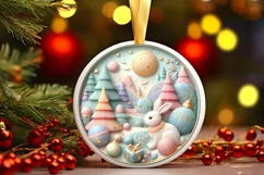 Round Christmas Ornament Sublimation|Clipart Product Image 3