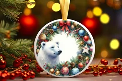 Colorful Watercolor Polar Bear Round Sticker Ornament Product Image 3