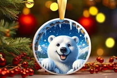 Digital Painting Polar Bear in Snow Made Wall Round Sticker Product Image 3