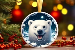 Digital Painting Polar Bear in Snow Made Wall Round Sticker Product Image 3