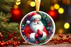 Santa Round Ornament Sublimation PNG Product Image 3