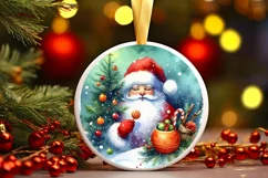 Santa Round Ornament Sublimation PNG Product Image 3