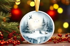 Nativity Scene Round Ornament Sublimation PNG Product Image 3