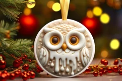 Owl Round Ornament Sublimation PNG Product Image 3