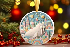 Round Christmas Ornament Sublimation|Clipart Product Image 1