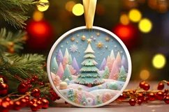 Round Christmas Ornament Sublimation|Clipart Product Image 1