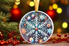 Colorful Pastel Snowflake Round Christmas Decoration PNG Product Image 3