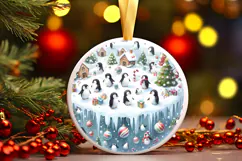 Round Christmass Ornament Sublimation|Clipart Product Image 1