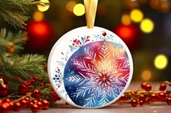 Snowflake Christmas Ornament Sublimation PNG Product Image 3