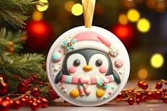Round Christmas Penguin Martzipan PNG Product Image 1