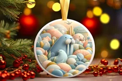 Round Christmas Ornament Sublimation|Clipart Product Image 1