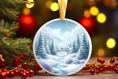 Believe in Santa Winter Scene Round Ornament Sublimation PNG Product Image 3