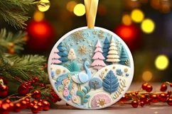 Round Christmas Ornament Sublimation|Clipart Product Image 3