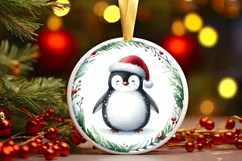 Penguin Christmas Ornament Sublimation PNG Product Image 3