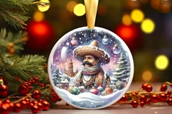 3D Winter Mexican Person Round Ornament Sublimation PNG Product Image 3