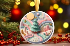 Round Christmas Ornament Sublimation|Clipart Product Image 1