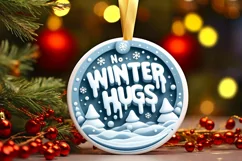 3D Winter Hugs Round Ornament Sublimation PNG Product Image 1