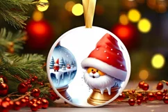 3D Winter Gnome Round Ornament Sublimation PNG Product Image 1