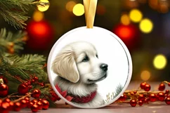 Round Ornament with Dog Christmas PNG Product Image 1