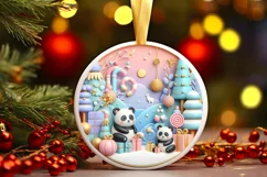 Round Christmas Ornament Sublimation|Clipart Product Image 1