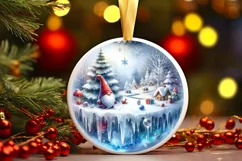 3D Winter Gnome Round Ornament Sublimation PNG Product Image 3