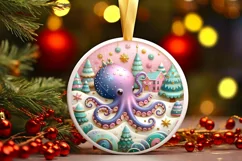 Round Christmas Ornament Sublimation|Clipart Product Image 1