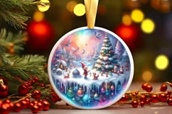 3D Winter Elf Round Ornament Sublimation PNG Product Image 3