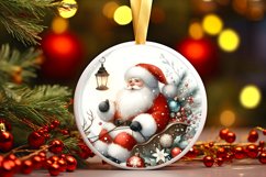 Santa Round Christmas Ornament Sublimation PNG Product Image 3