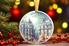 3D Winter Spain Round Ornament Sublimation PNG Product Image 3