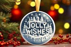 3D Winter Jolly Wishes Round Ornament Sublimation PNG Product Image 3