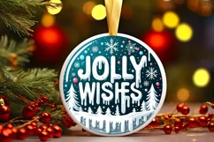 3D Winter Jolly Wishes Round Ornament Sublimation PNG Product Image 3