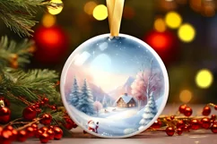 3D Winter Santa Round Ornament Sublimation PNG Product Image 1