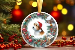 Round Dog Christmass Sublimation PNG Product Image 3
