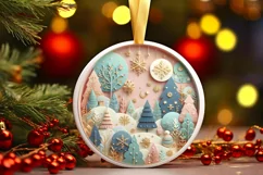 Round Christmas Ornament Sublimation|Clipart Product Image 1