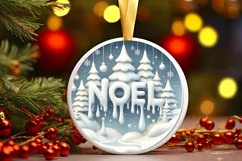3D Winter Noel Round Ornament Sublimation PNG Product Image 3