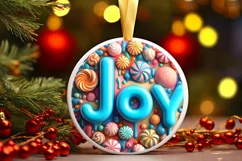 JOY Round Ornament Sublimation PNG Product Image 3