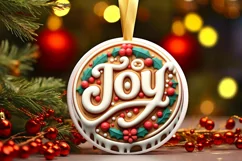 3D JOY Round Ornament Sublimation PNG Product Image 1