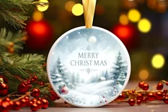 Pastel Watercolor Round Christmas Image with Merry Product Image 1