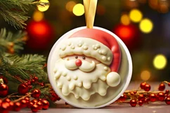Round Santa Christmas Ornament PNG Product Image 3